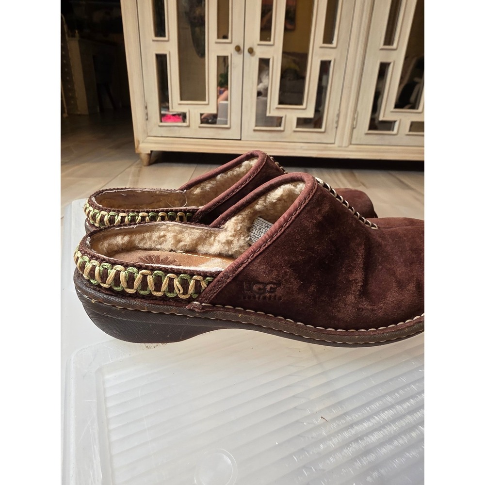UGG Australia Nightengale Suede Sheepskin Clogs Mules Brown‎ 5177 Womens 9 - Picture 9 of 16
